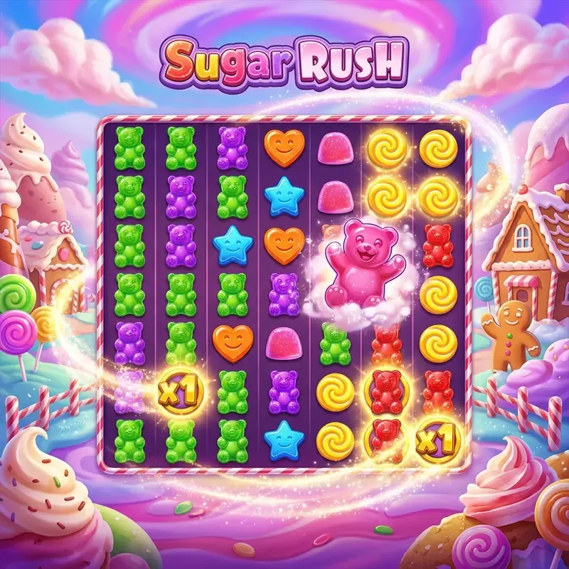 Sugar Rush -kolikkopeli demo, ominaisuudet ja